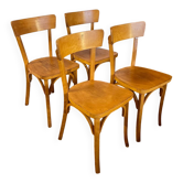 Lot de 4 chaises bistrot vintage en bois – Style Baumann