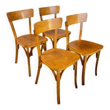 Set of 4 vintage wooden bistro chairs – Baumann style