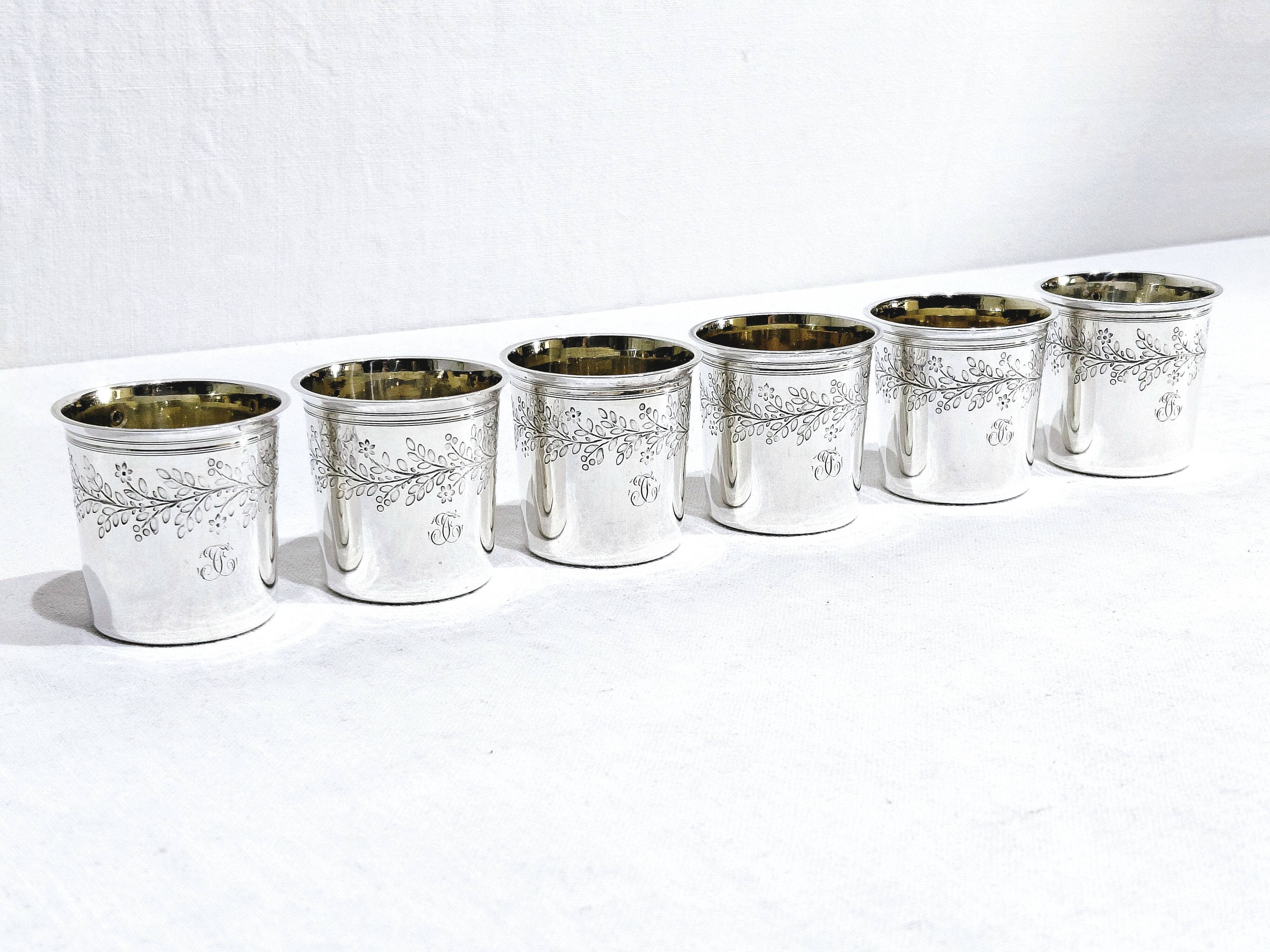 Hippolyte Fournerot - 6 Silver Liqueur Glasses