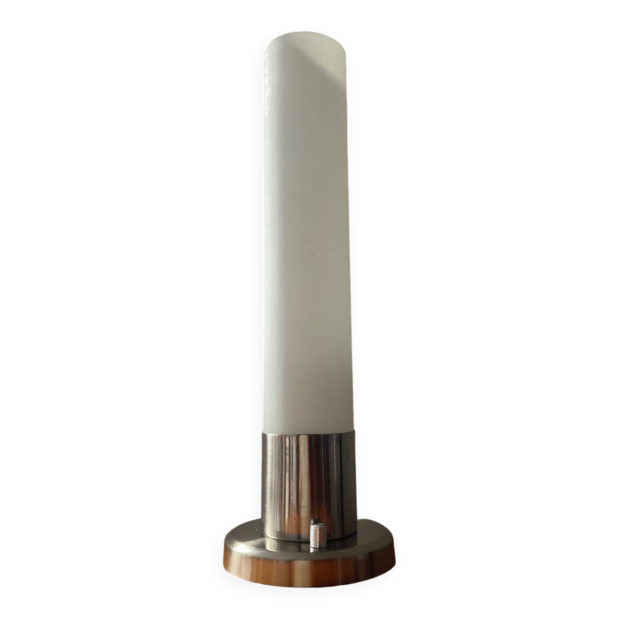Vintage lamp in opaline and brushed aluminum