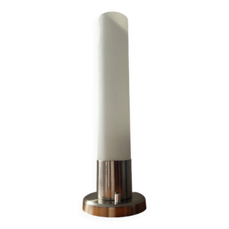 Lampe vintage en opaline et aluminium brossé