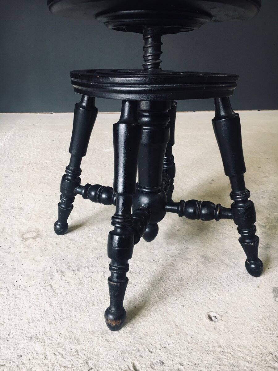 Early 20th Century Black Stained Piano Stool, 1890s