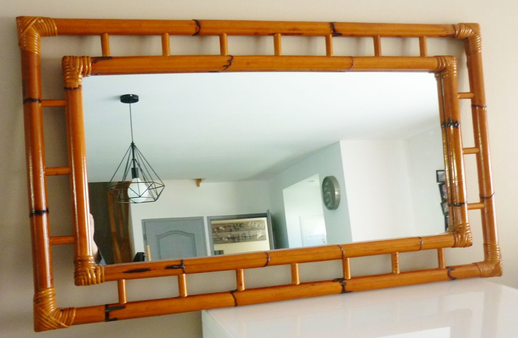 Bamboo mirror, openwork, vintage