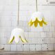 Floral pendant lamp in yellow Murano glass by Leucos, 1970s.