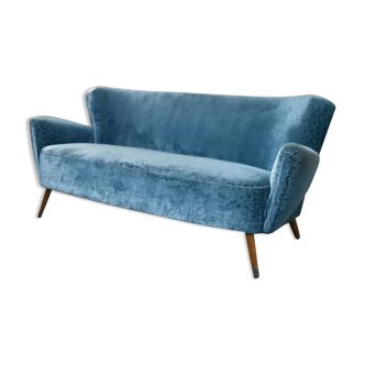 Canapé sofa années 50 60 bleu gris