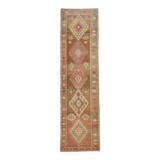 Brown Pink Classic Persian Runner Rug, 83x308Cm