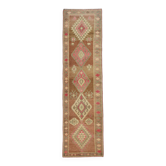 Brown Pink Classic Persian Runner Rug, 83x308Cm