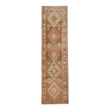 Brown Pink Classic Persian Runner Rug, 83x308Cm