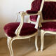 Pair of Louis XV style upholstered velvet armchairs
