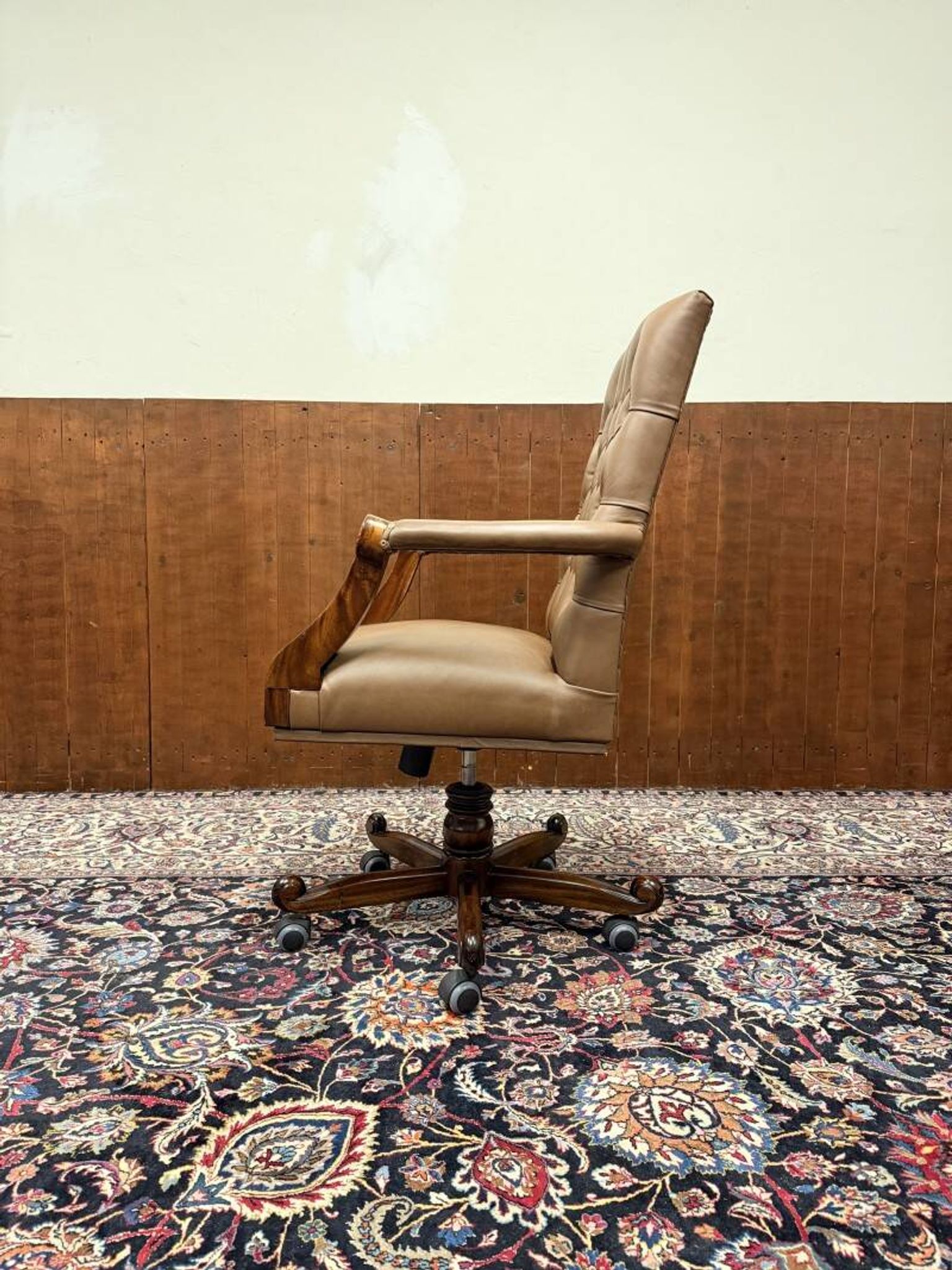English Chesterfield Office Chair Brown