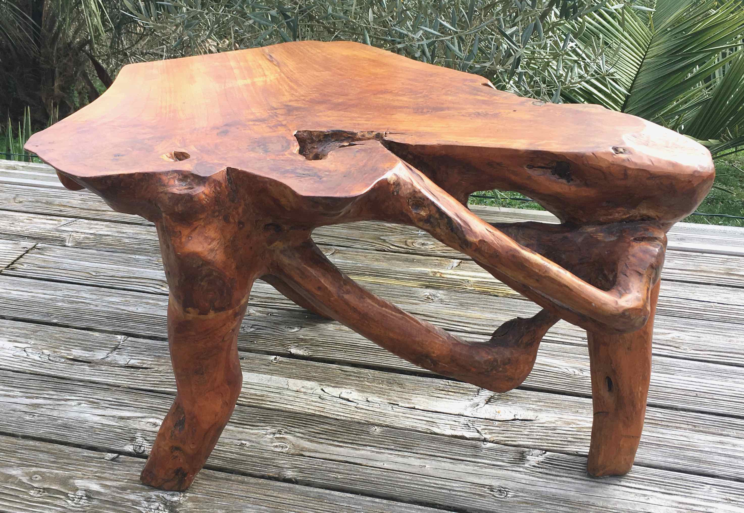 Brutalist teak root coffee table