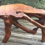 Brutalist teak root coffee table