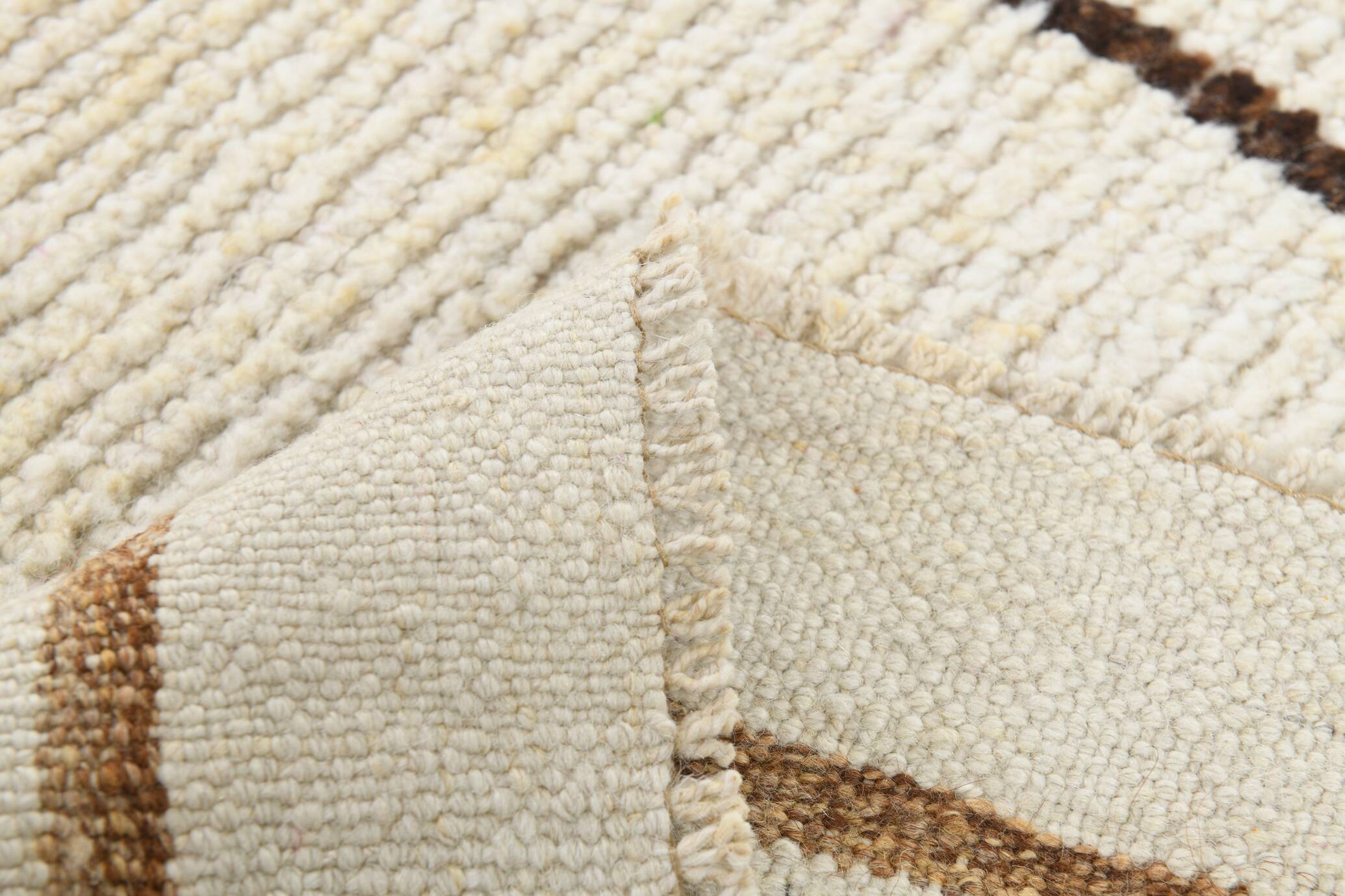 Beige & Brown Classic Turkish Runner Rug, 100x332Cm