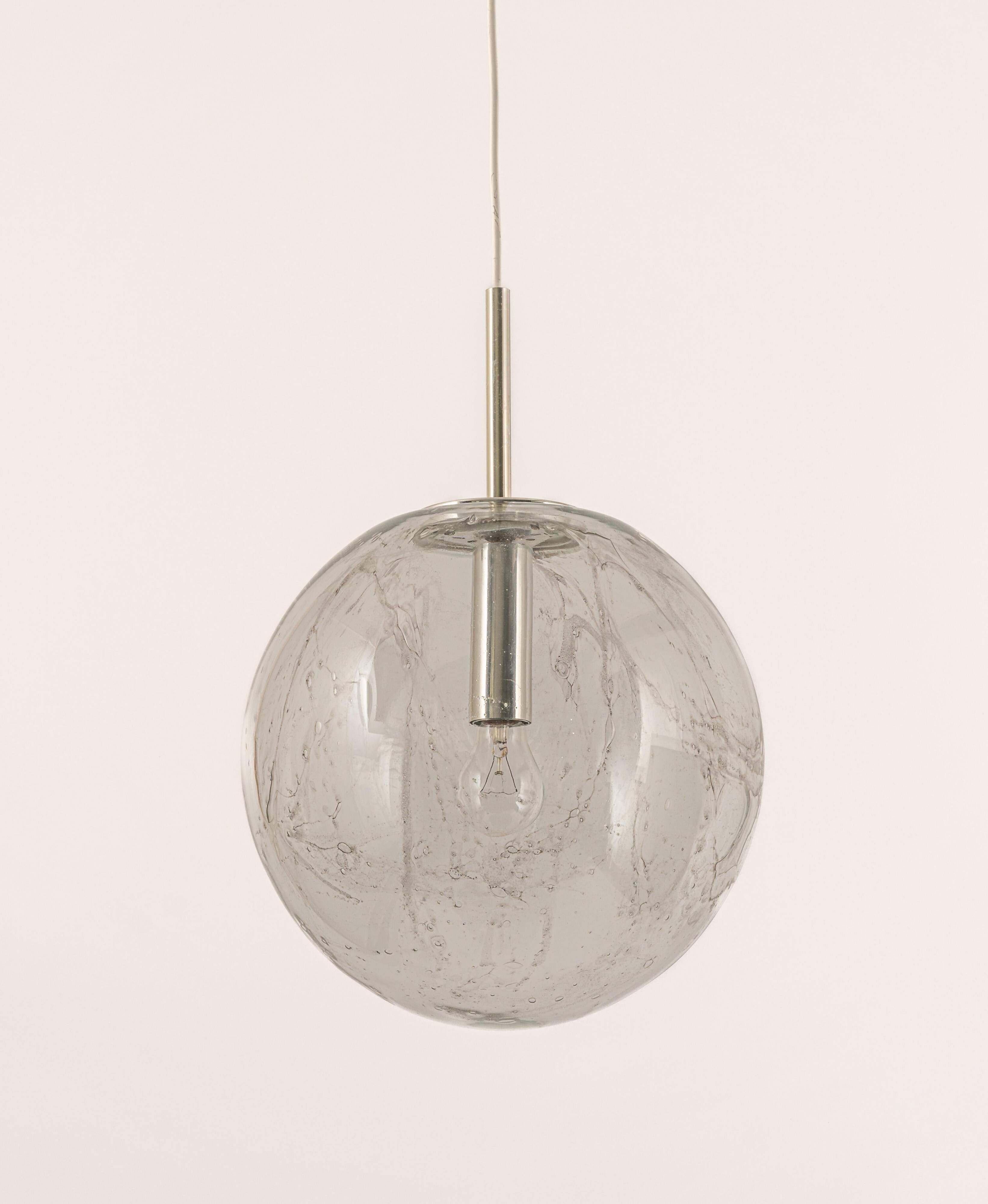 Large Murano ball pendant light by Doria, Germany, 1970s.