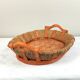 Tray in wood and wicker