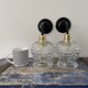 Pair of vintage electrified to nine-piece chiseled glass wall lamps