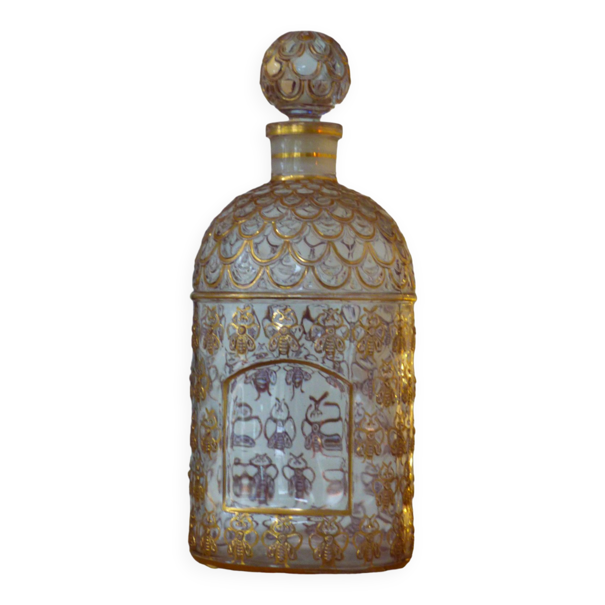 Guerlain empty bottle with golden bees with fine gold