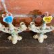 Pair of Double Candelabra Candle Holders CAPODIMONTE Polychrome Ceramic