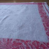 12 Ancient towel embroidered monogrammed JC floral red litter Napoleon III