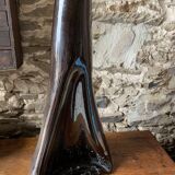 Vase céramique émaillé noir forme libre