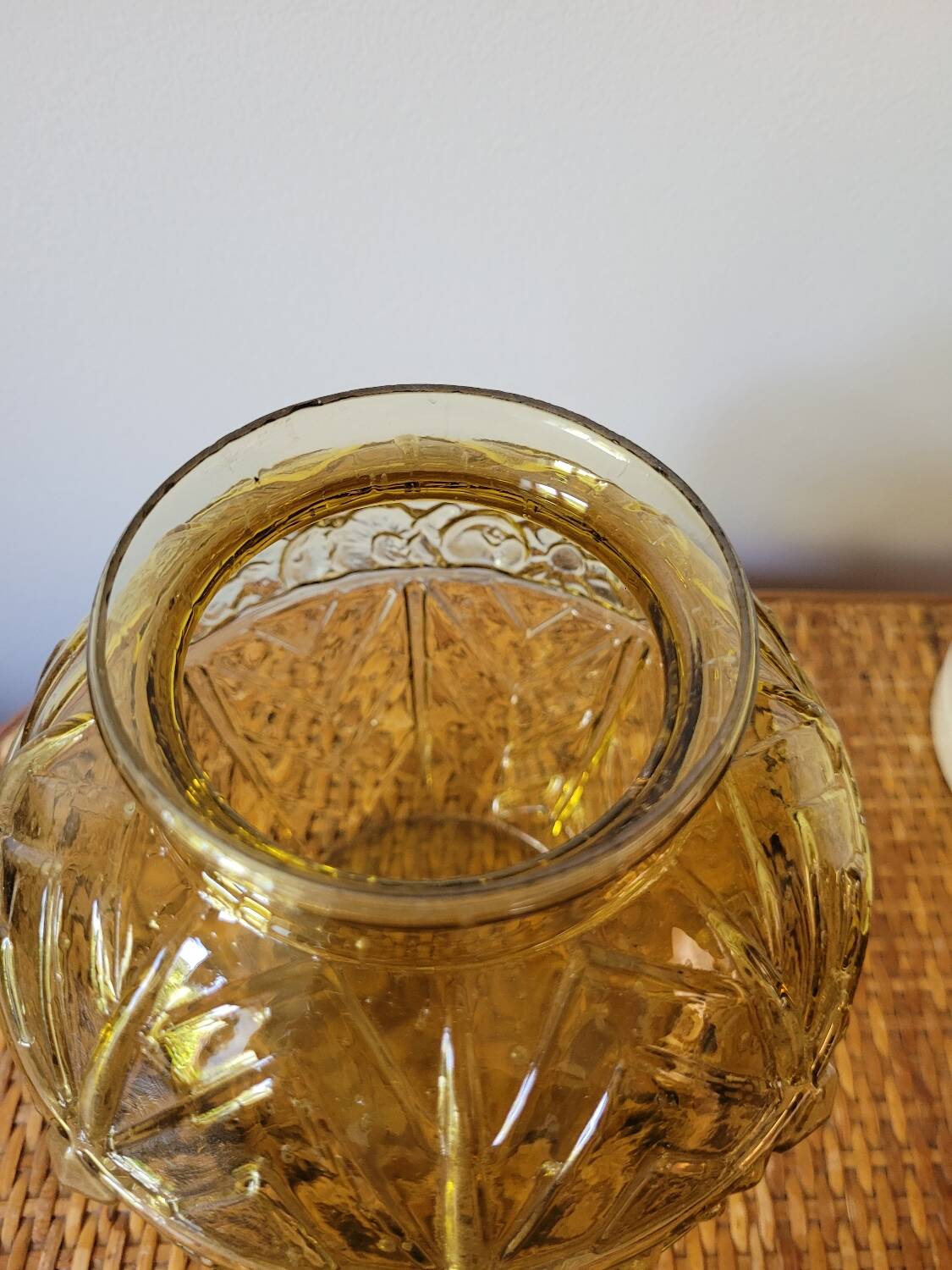 Yellow art deco ball vase