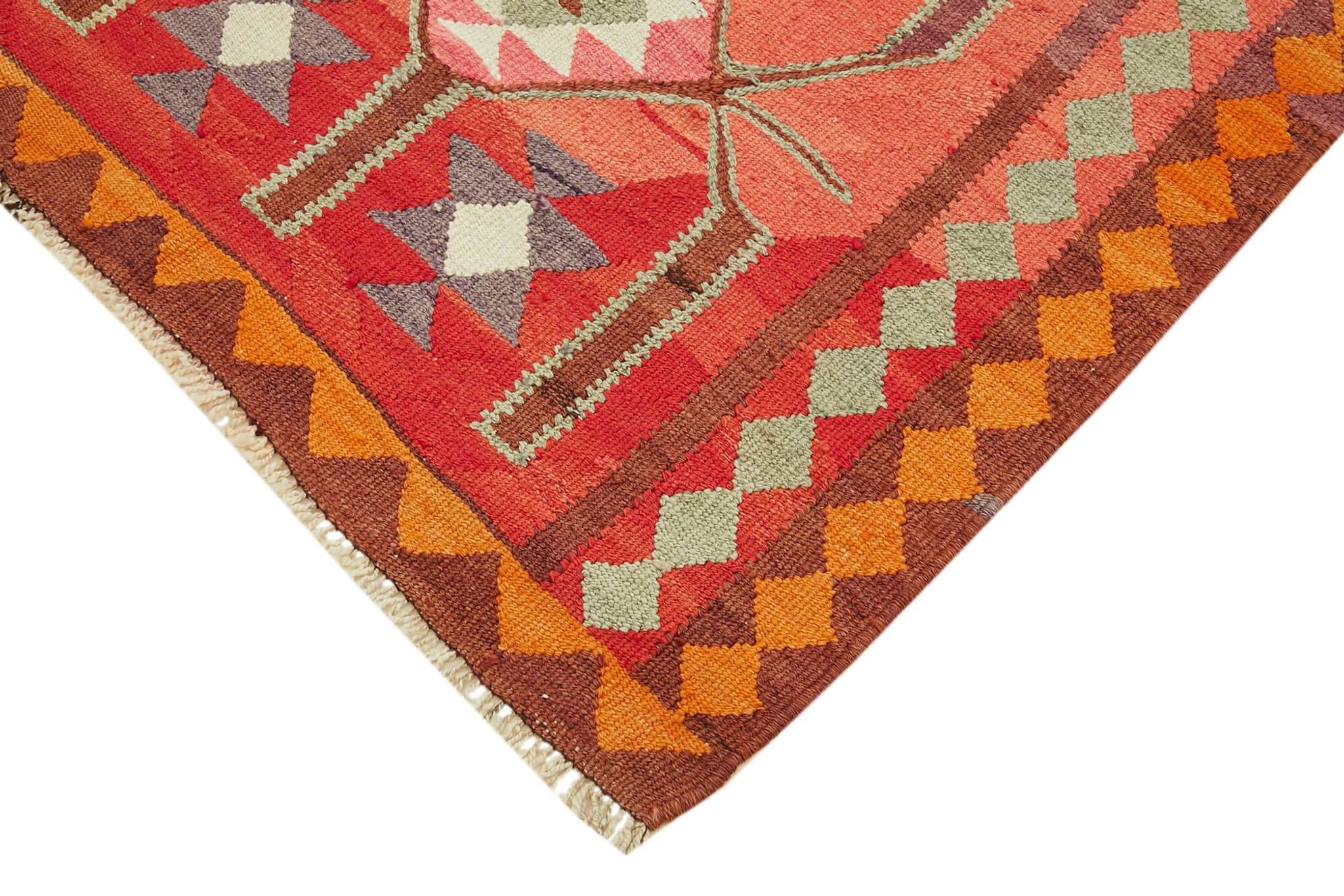 Turkish Handwoven Vintage Herki Kilim 105 cm x 355 cm