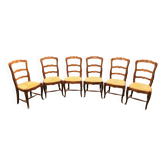 6 chaises en merisier de style Louis XV