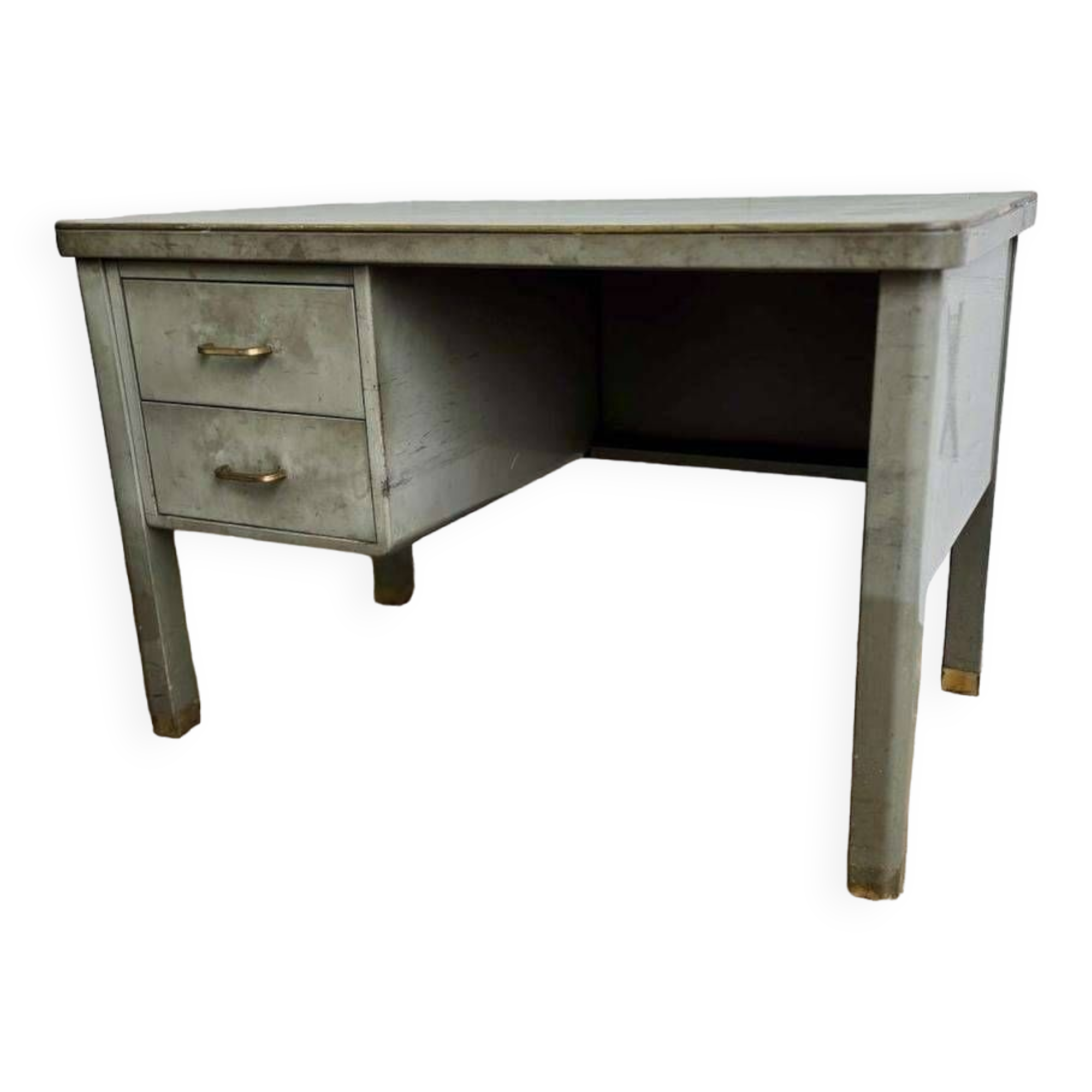 Vintage industrial steel desk/office with mint green top