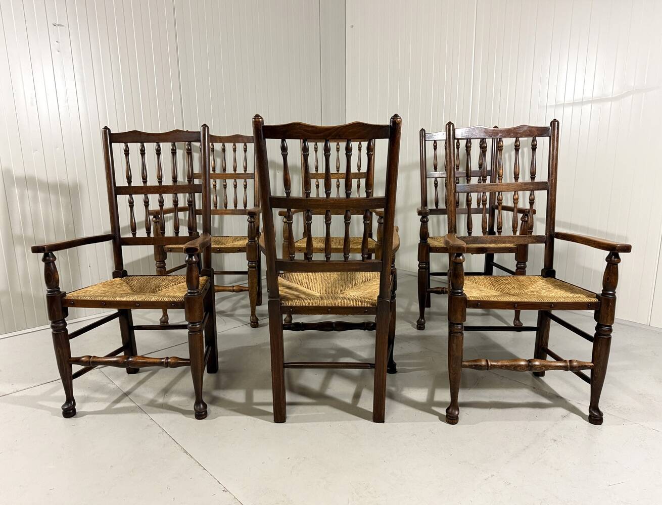 Lancashire spindleback dining arm chairs 1900's