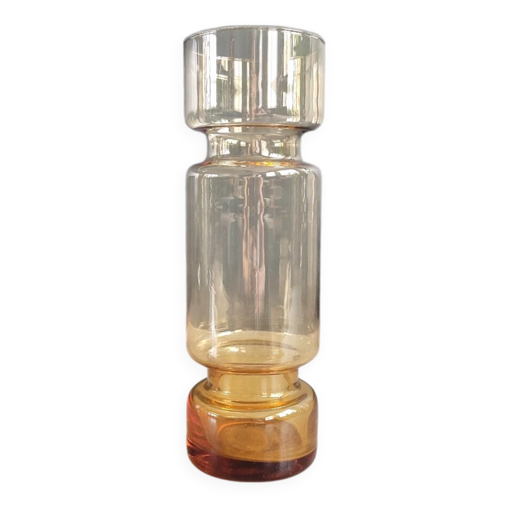 Amber tinted glass cylinder vase