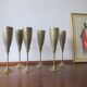 6 vintage metal Champagne flutes