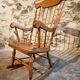 Vintage French Beech Rocking Chair – Mid-20th Century Windsor Style