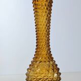 Amber yellow glass vase. d'Empoli diamond points - Year 1950 - Italy