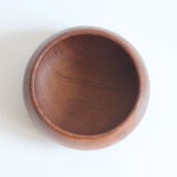 Teak wooden salad bowl and serving spoons, 1970s