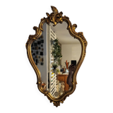 Miroir en bois d'or à  l or,style Louis 15