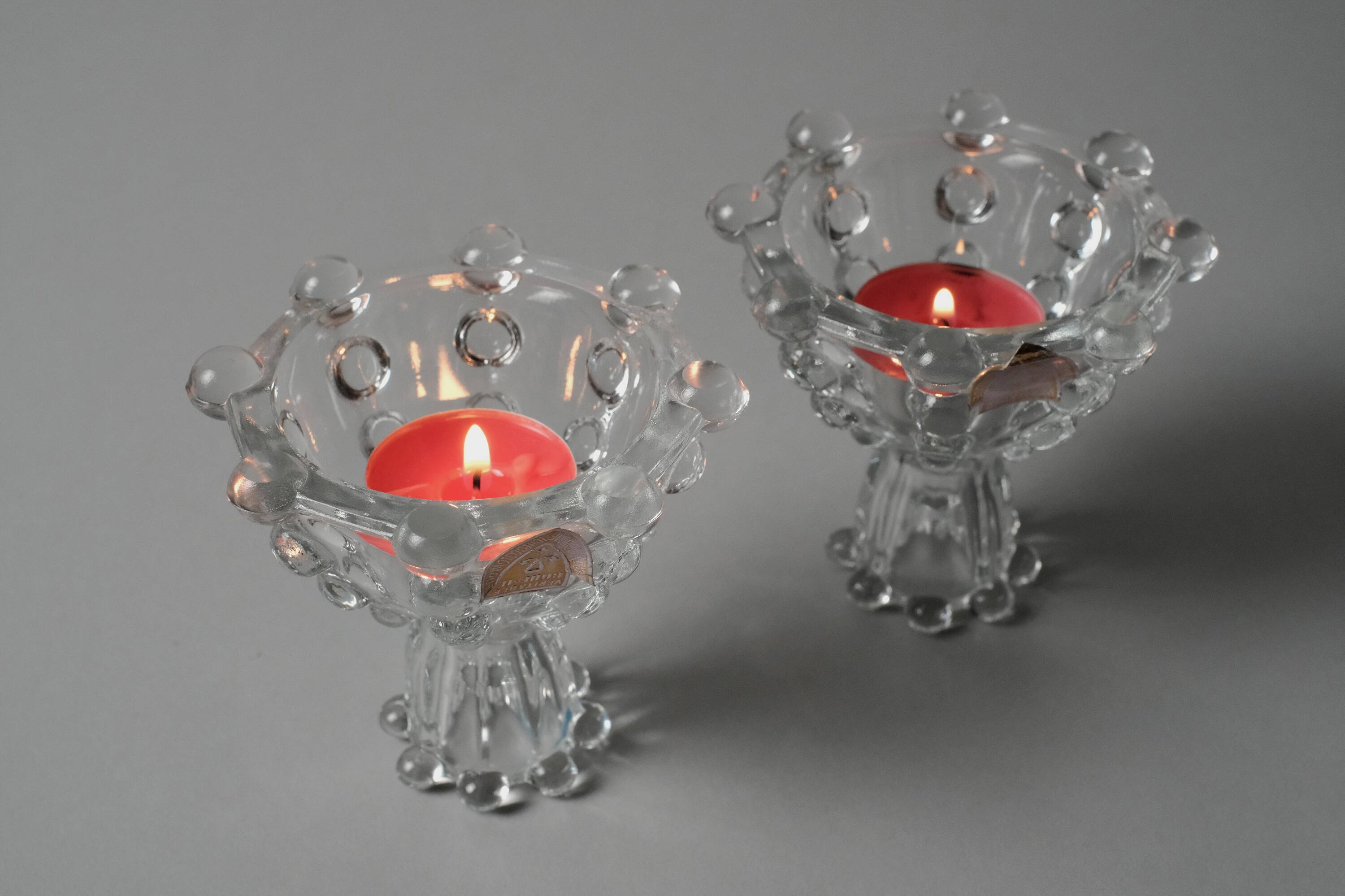 Paire de bougeoirs réversibles en cristal Bohemia, Tchécoslovaquie