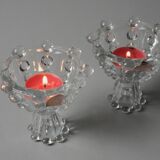 Paire de bougeoirs réversibles en cristal Bohemia, Tchécoslovaquie