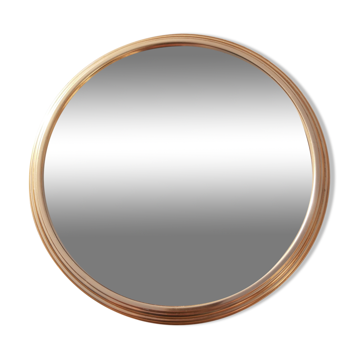 Vintage gold metal mirror round tray