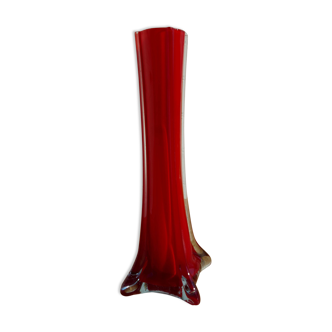 Vintage 70s red blown glass Vase Soliflore