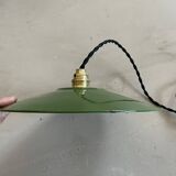 Industrial pendant light, old enameled bowl