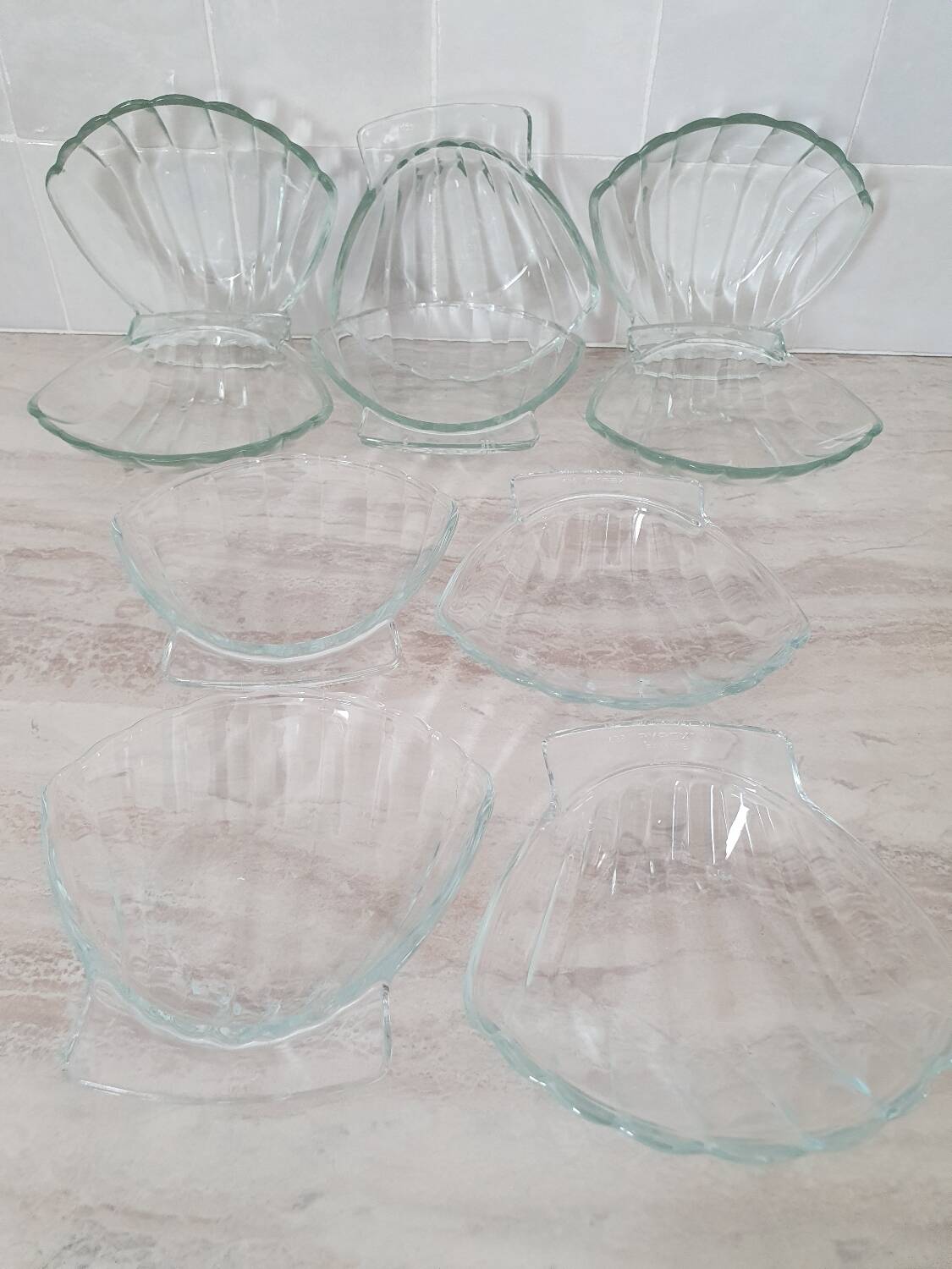 Glass scallop bowls