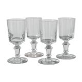 4 verres à vin blanc anciens à pied balustre en verre du XIXe
