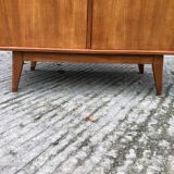 Vintage wardrobe with 2 doors and compass legs, made of oak plywood