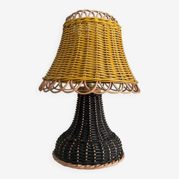 Lampe vintage en osier tressé