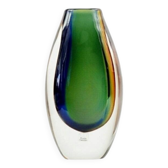 Mid-Century Scandinavian Sommerso Art Glass Vase by V. Lindstrand for Kosta