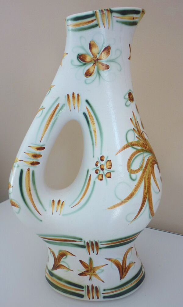 Vase pichet zoomorphe ceramique annees 60, signe l'helguen keraluc quimper