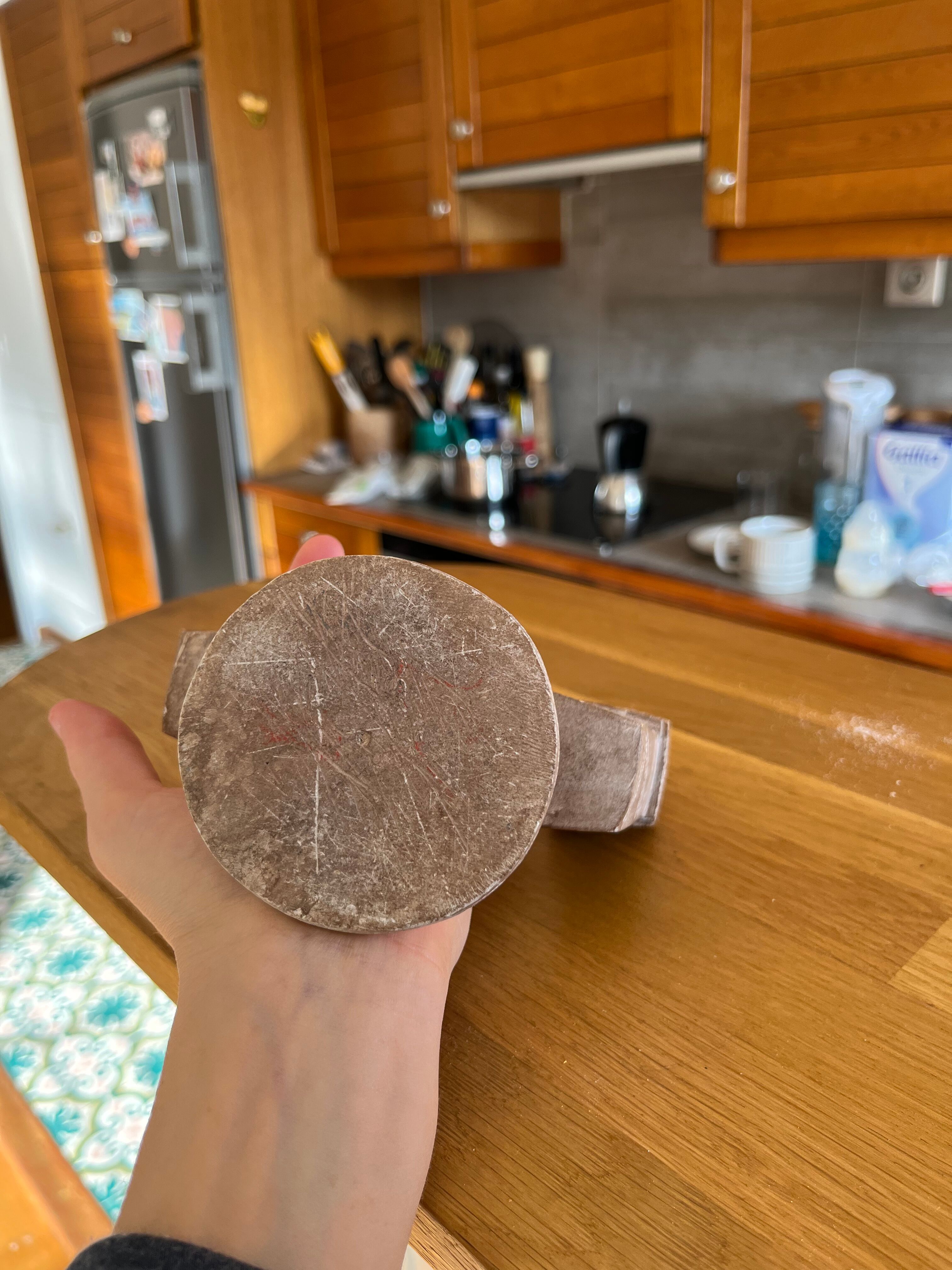 Brutalist stone candle holder