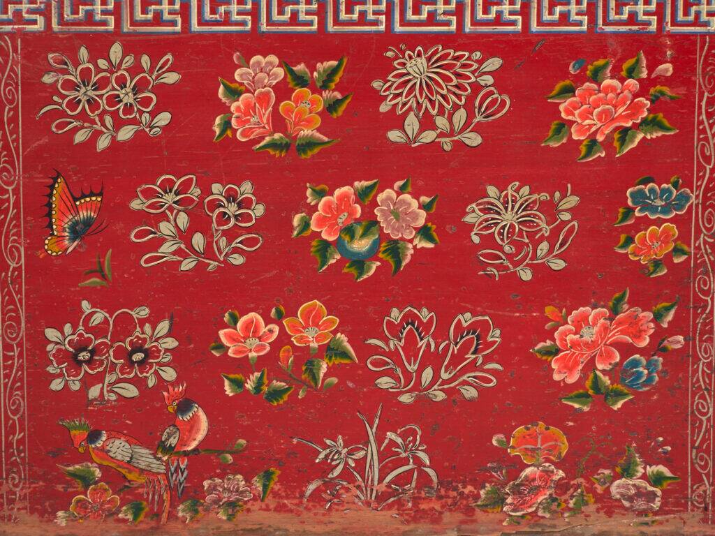 Antique Chinese painted pine chest – China, circa 1930