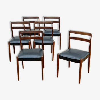 Lot de 6 chaises vintage design danois en palissandre
