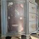 Antique English wooden commode with mirror.